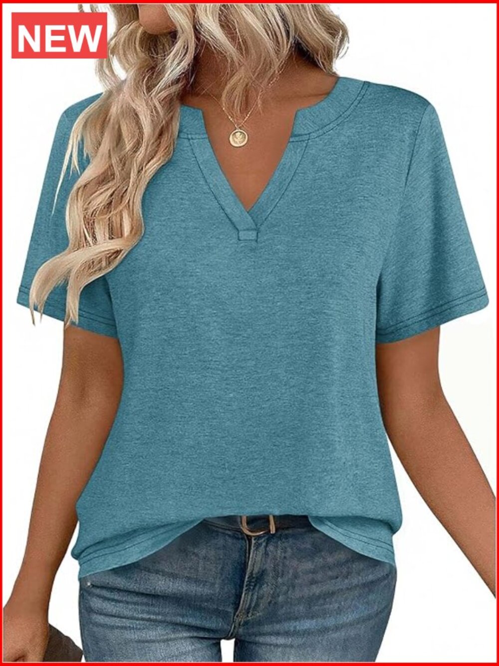 Short Sleeve V Neck Tunic Top Dressy Casual Blouse
